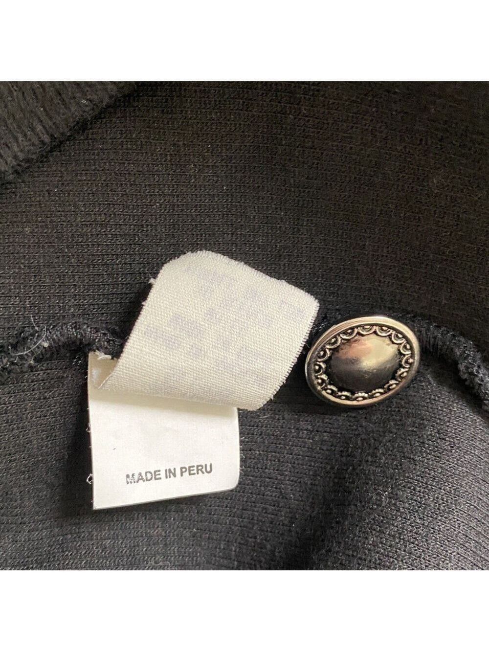 Vintage Y2K Ojai Black Jacket Sz M Thick Soft Knit Silver Buttons Made In Peru - Picture 9 of 9